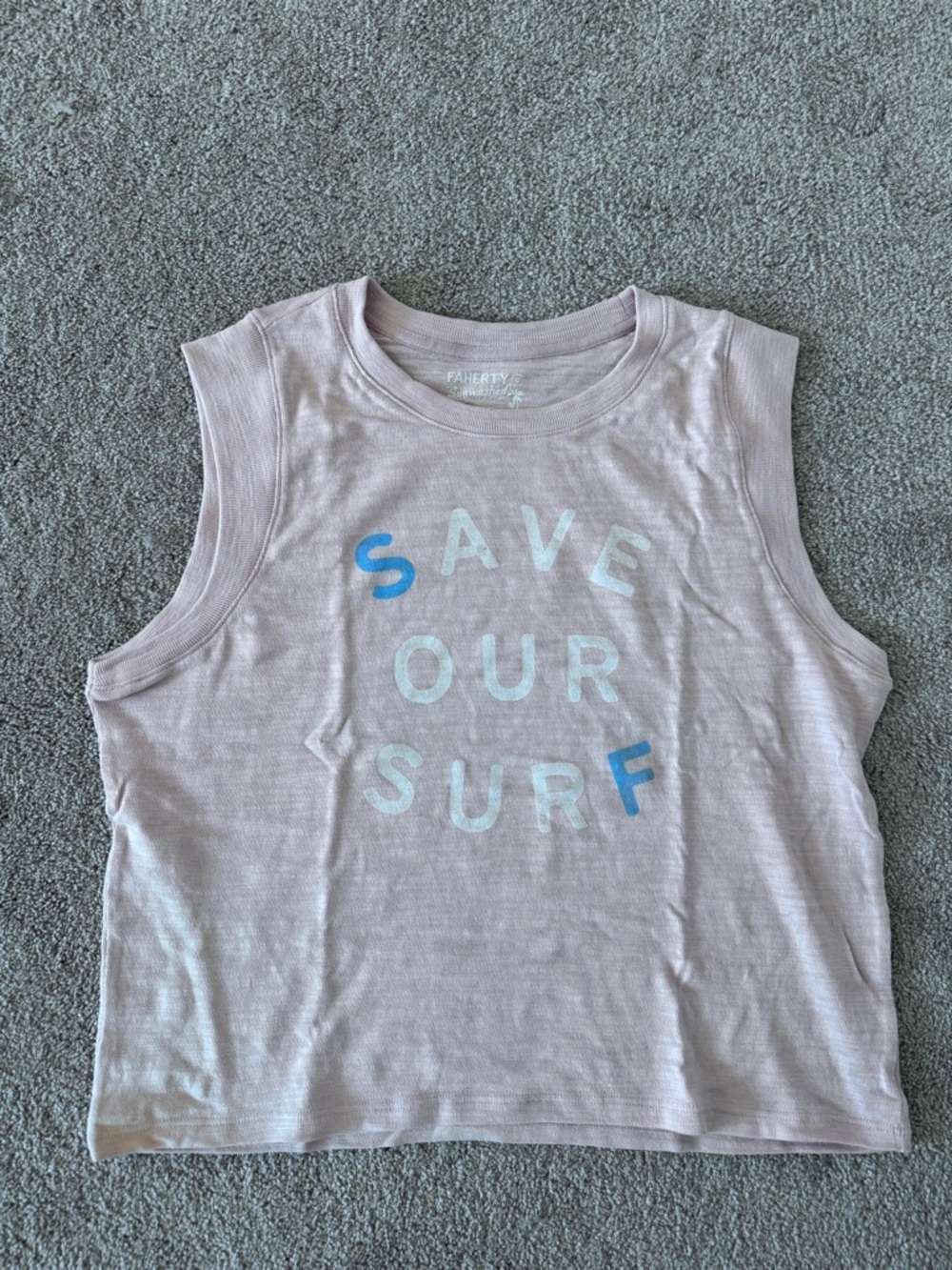 Faherty Light Mauve Graphic Crewneck Tank